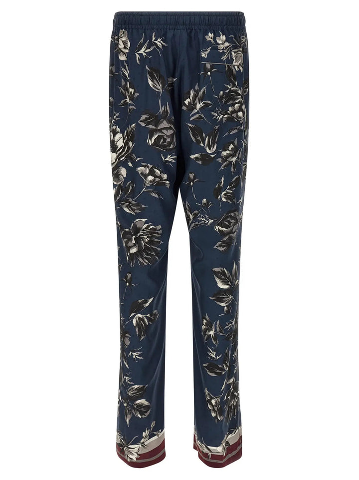 Dolce &amp; Gabbana Blue Silk Casual Pants