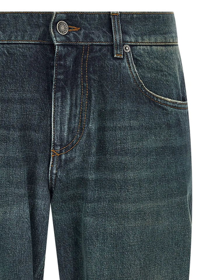 Dolce &amp; Gabbana Blue Cotton Straight-Leg Jeans