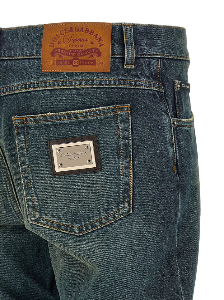 Dolce &amp; Gabbana Blue Cotton Straight-Leg Jeans
