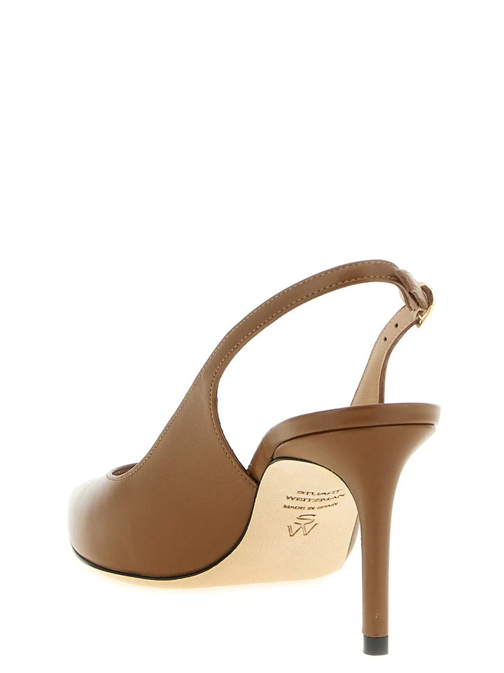 Stuart Weitzman Brown Calfskin Mid Heel Pumps