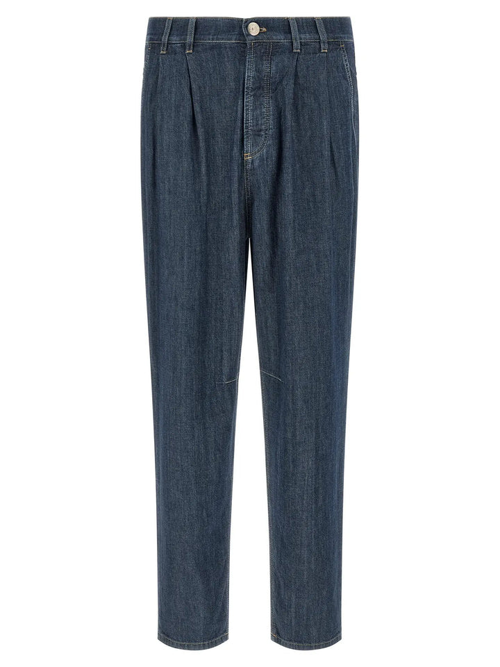 Brunello Cucinelli Blue Cotton Straight-Leg Jeans