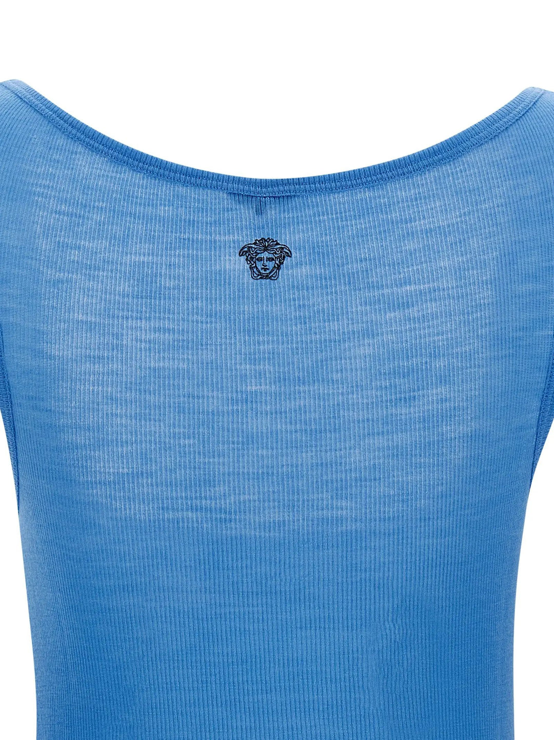 Versace Blue Virgin Wool Tank Tops