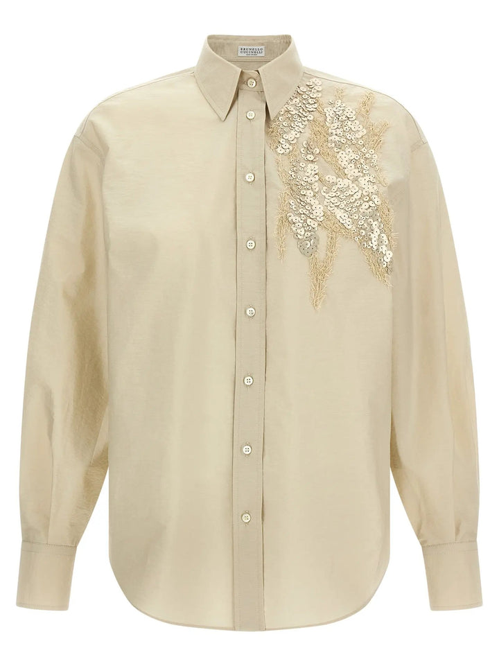 Brunello Cucinelli Beige Cotton Blouse