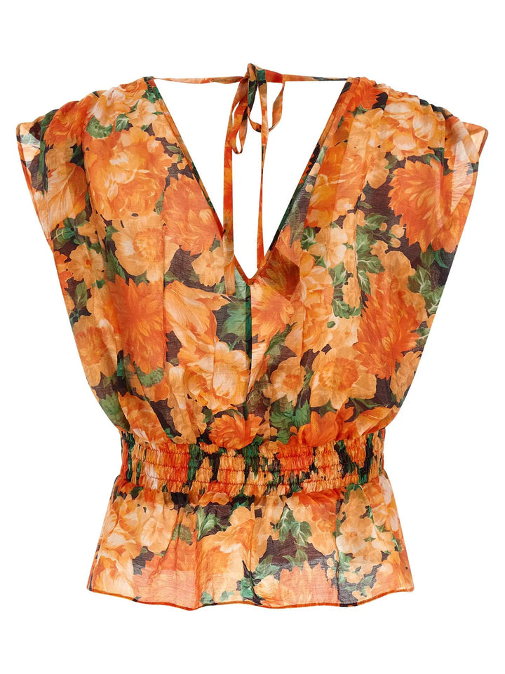 PINKO Orange Lyocell Pattern Shirt