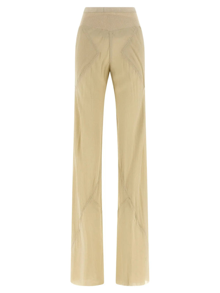 Rick Owens Beige Silk Flared Pants