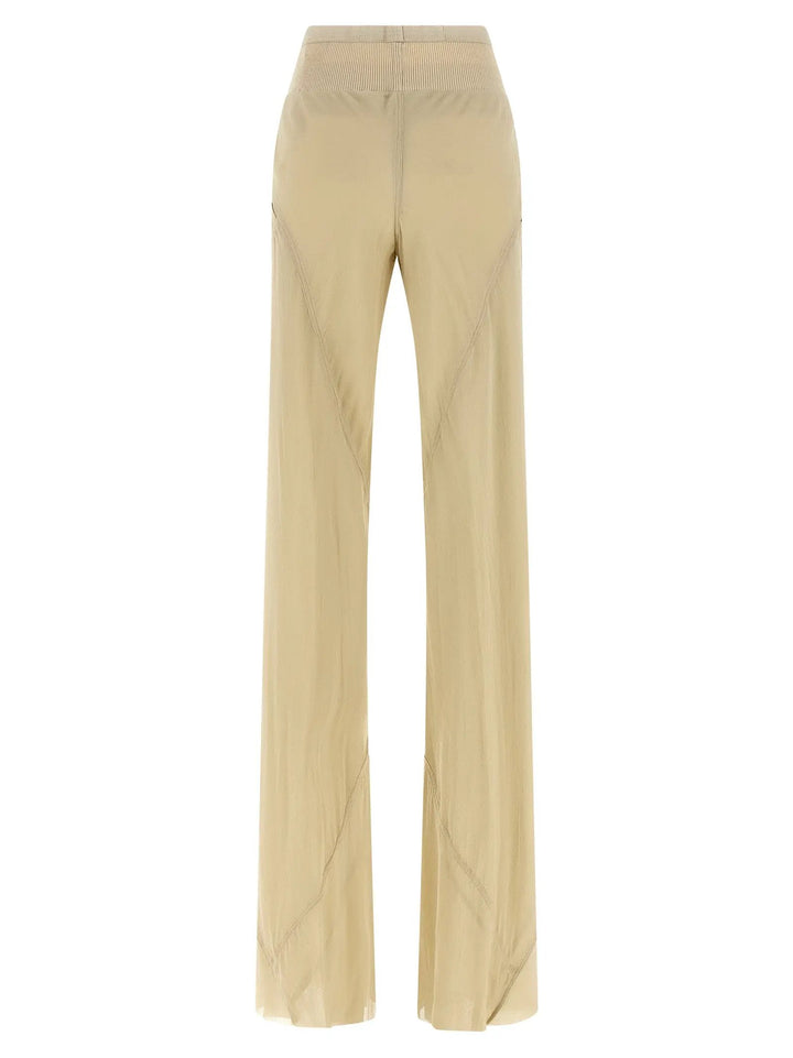 Rick Owens Beige Silk Flared Pants