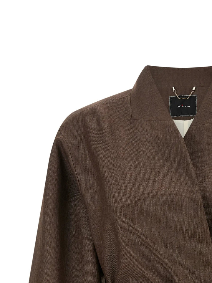 Kiton Brown Polyamide Blazer