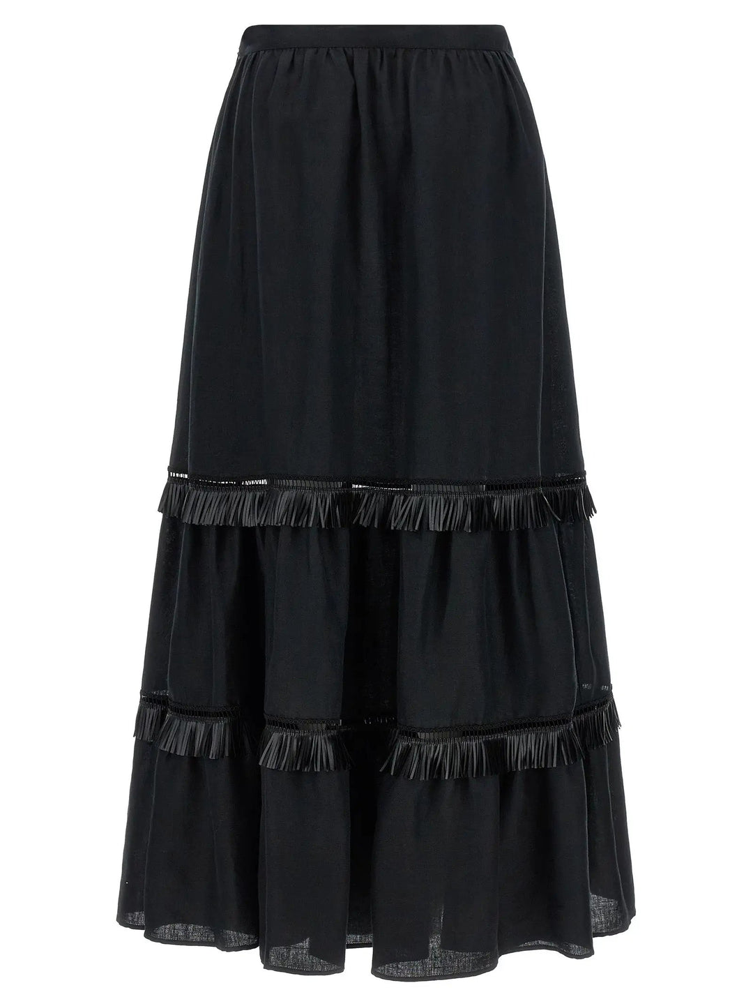Kiton Black Linen Mini Skirt