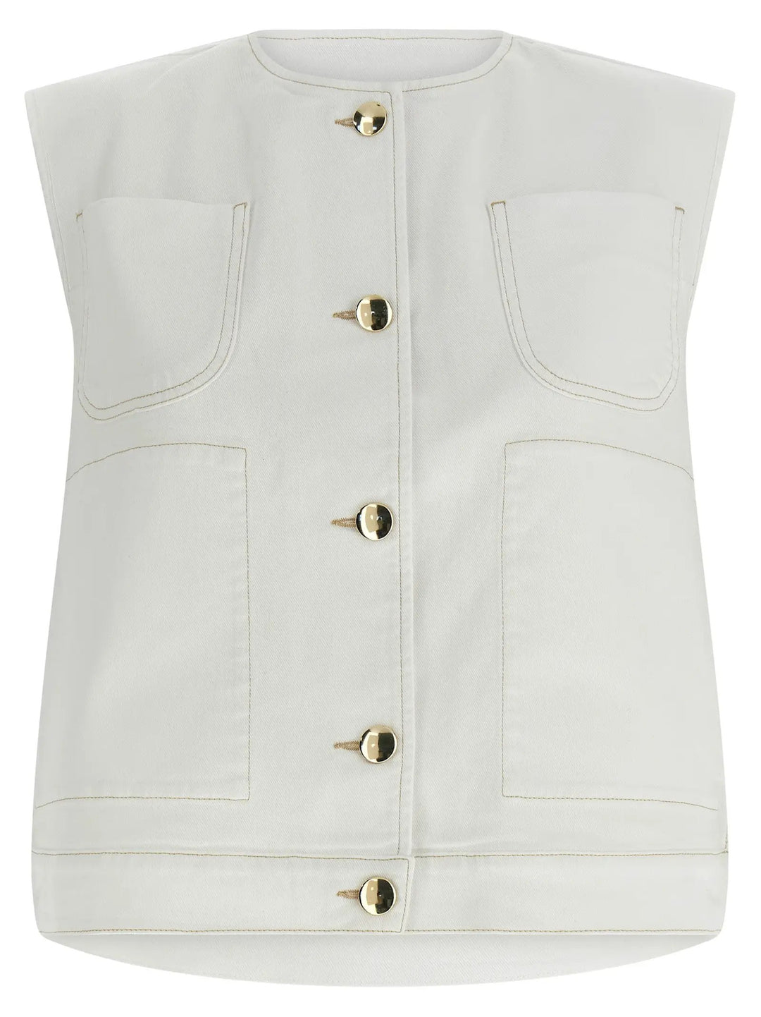 Fabiana Filippi White Cotton Sleeveless Jacket