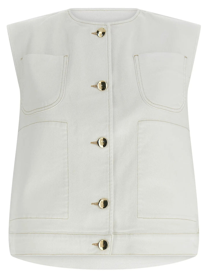 Fabiana Filippi White Cotton Sleeveless Jacket