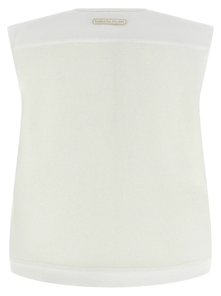 Fabiana Filippi White Cotton Sleeveless Jacket
