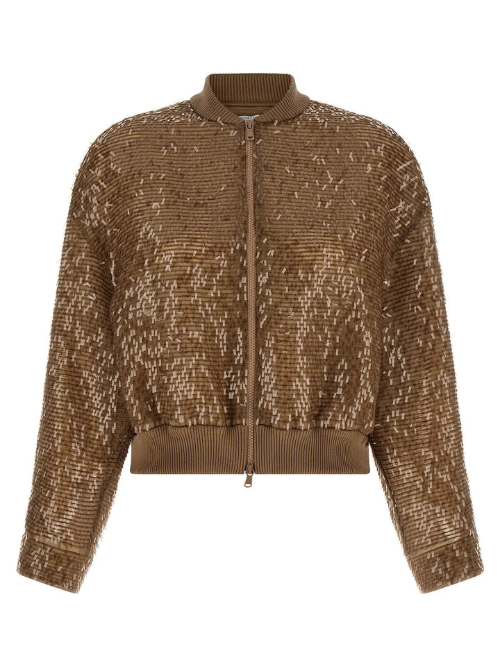 Brunello Cucinelli Brown Silk Cardigan
