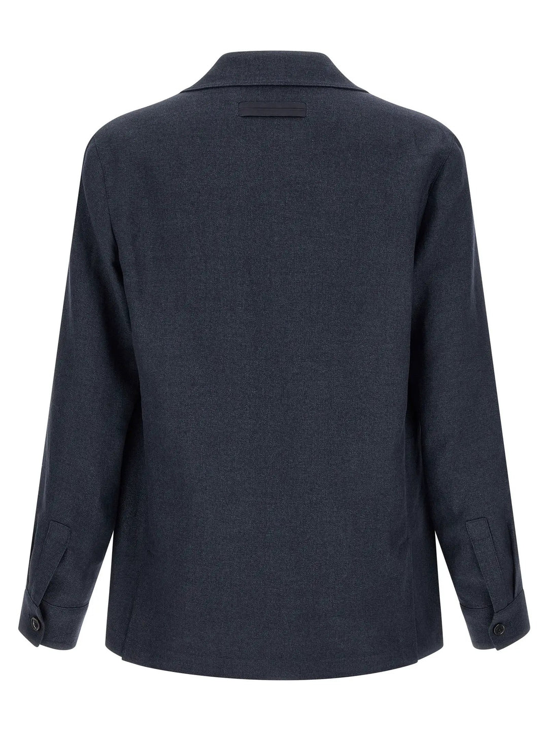 ZEGNA Blue Linen Full-Length Jacket