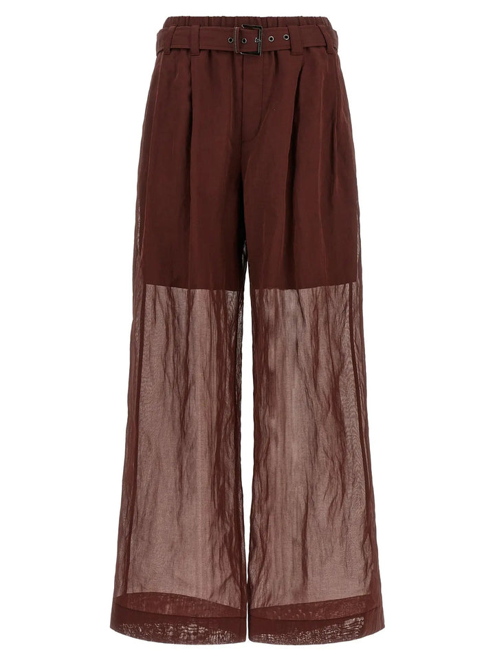 Brunello Cucinelli Bordeaux Cotton Flared Pants