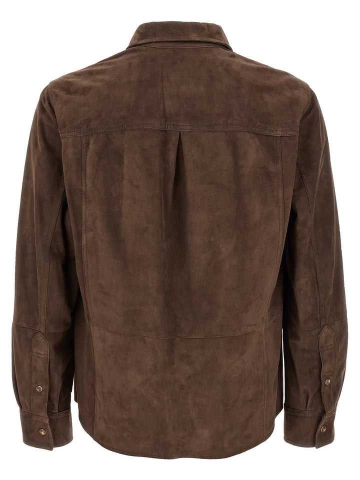 Brunello Cucinelli Brown Lamb Leather Blouse