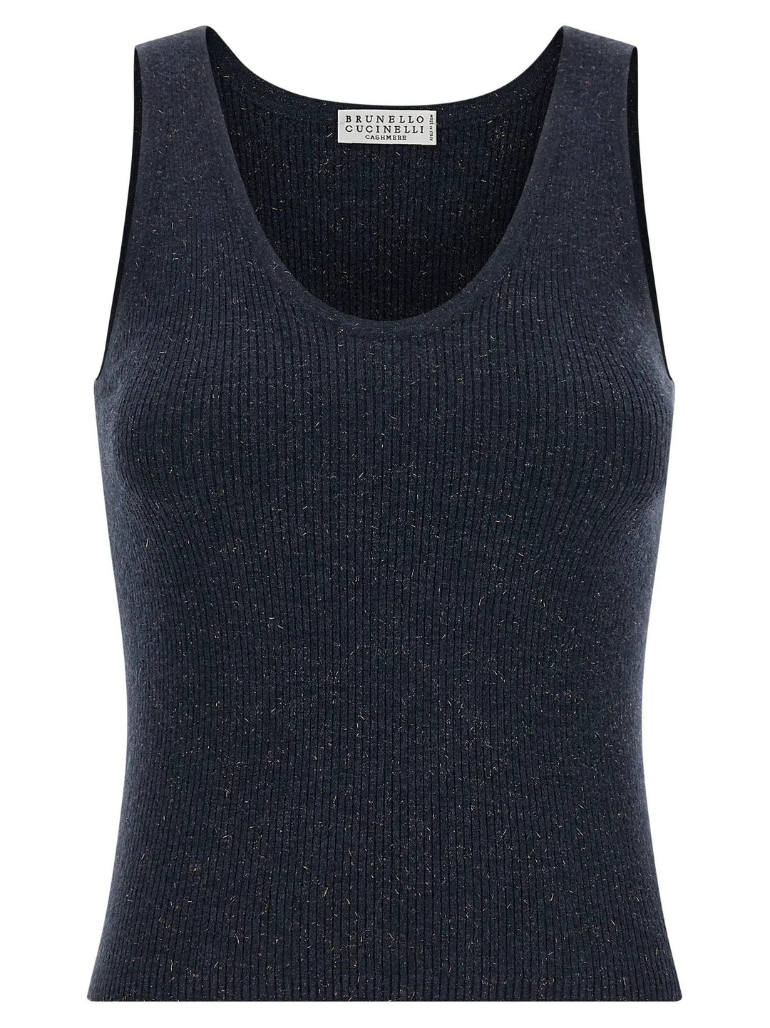 Brunello Cucinelli Blue Cashmere Sleeveles T-Shirt