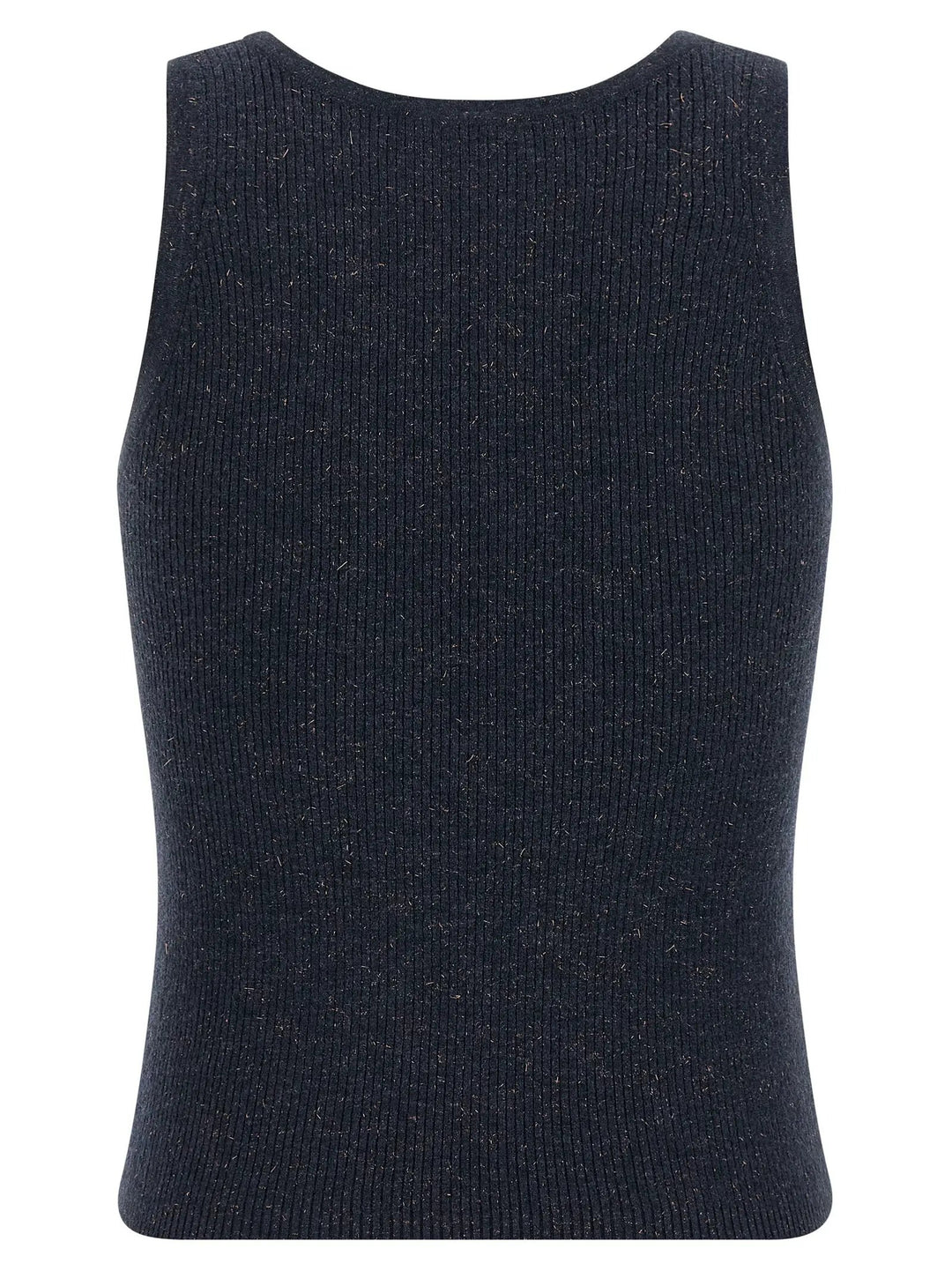 Brunello Cucinelli Blue Cashmere Sleeveles T-Shirt