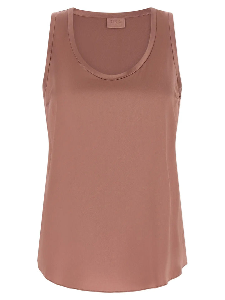 Brunello Cucinelli Multicolor Silk Sleeveles T-Shirt