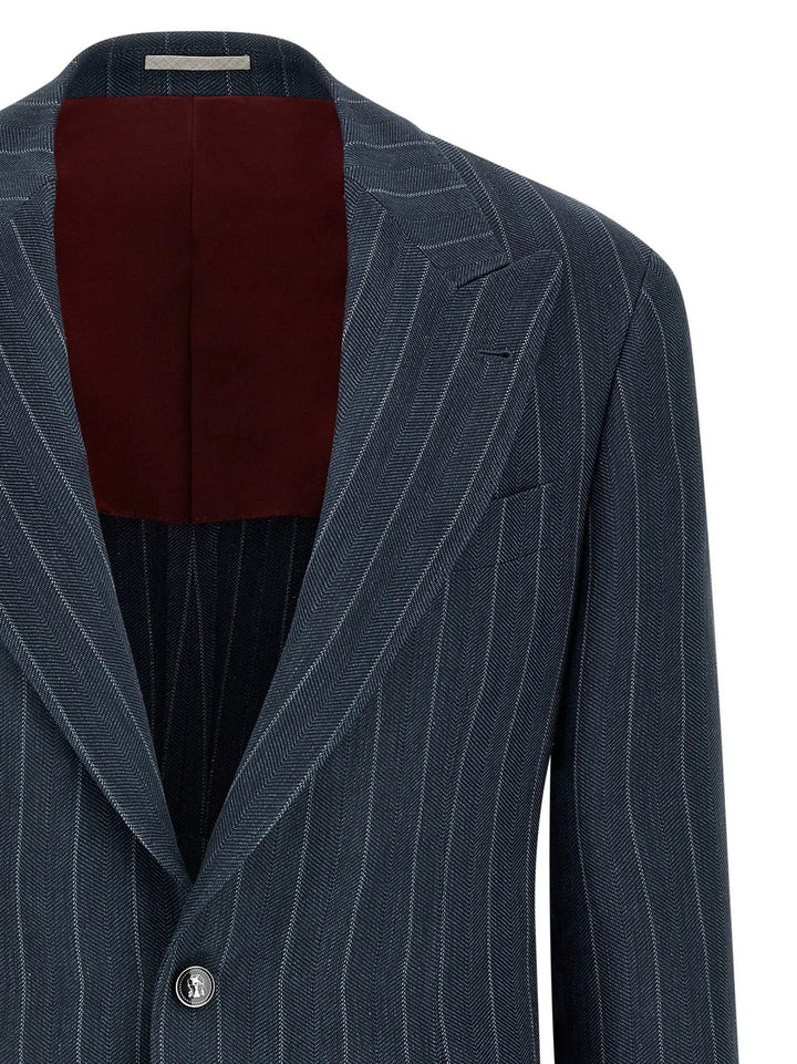 Brunello Cucinelli Blue Hemp Blazer
