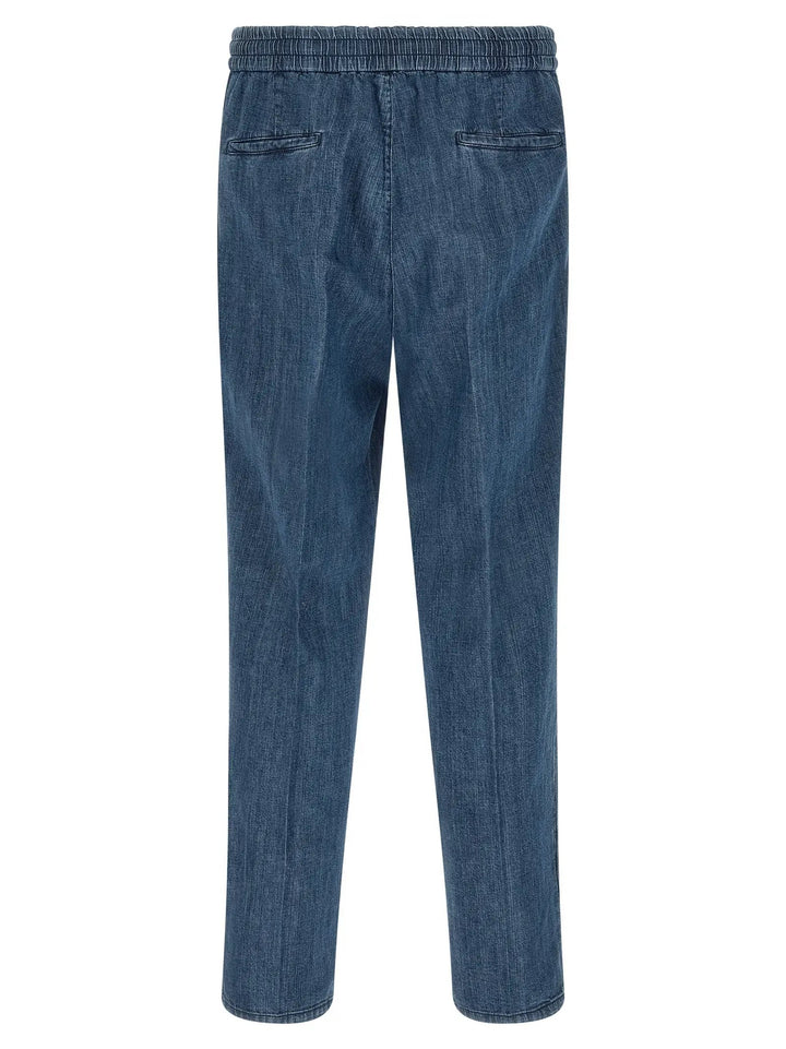 Brunello Cucinelli Blue Cotton Relaxed Fit Jeans