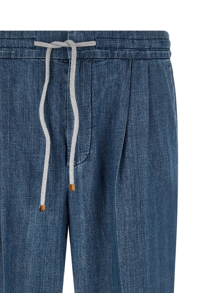 Brunello Cucinelli Blue Cotton Relaxed Fit Jeans