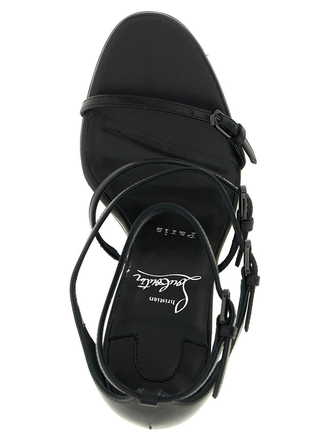 Christian Louboutin Black Goatskin Stiletto Heel Sandals