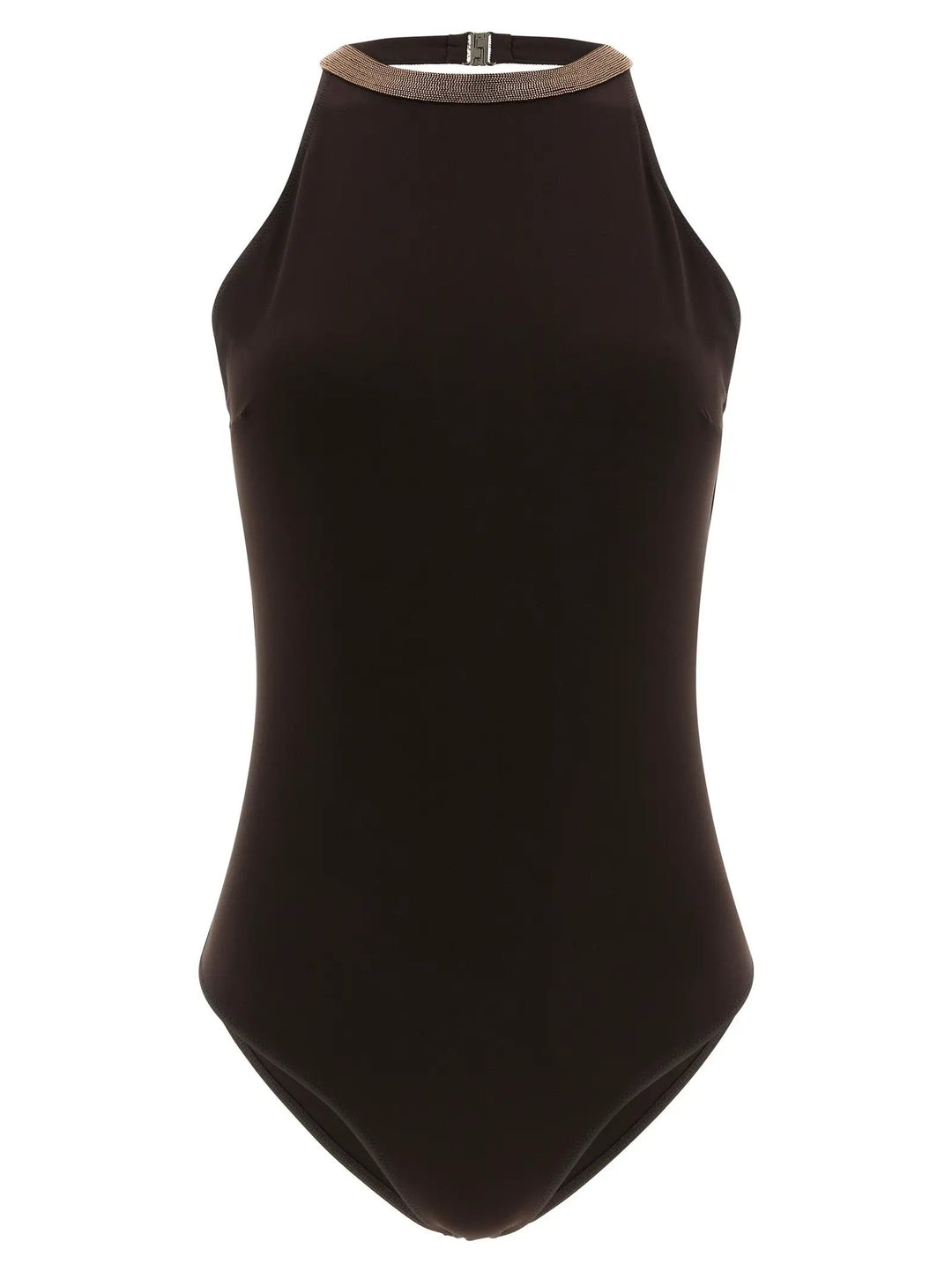 Brunello Cucinelli Brown Polyamide One-Piece Swimsuit
