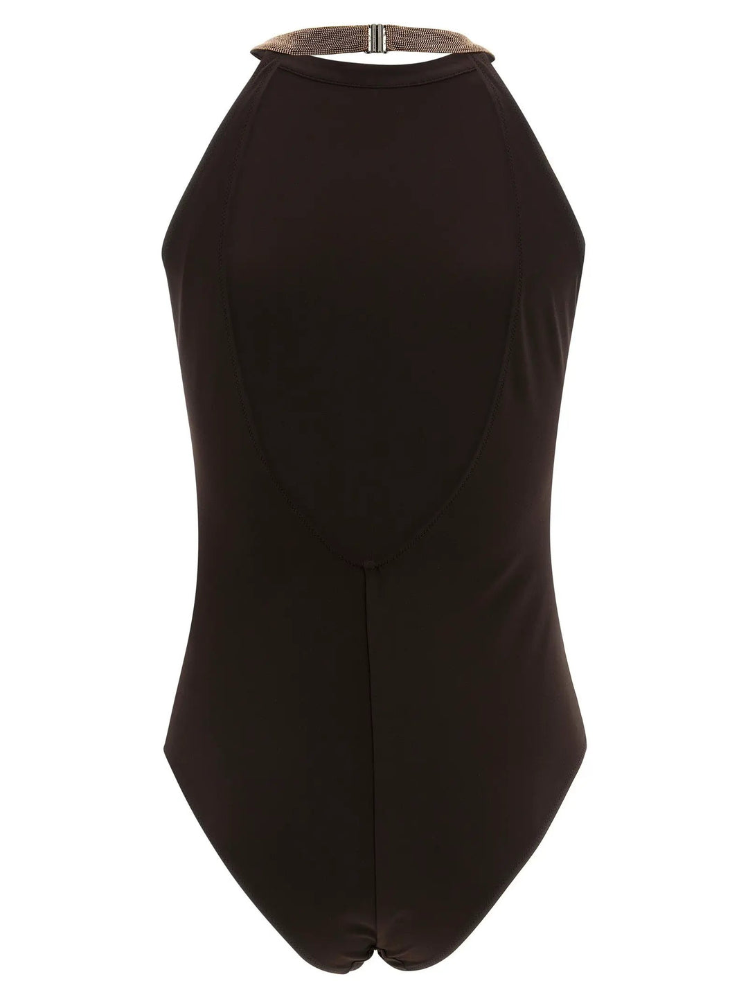 Brunello Cucinelli Brown Polyamide One-Piece Swimsuit