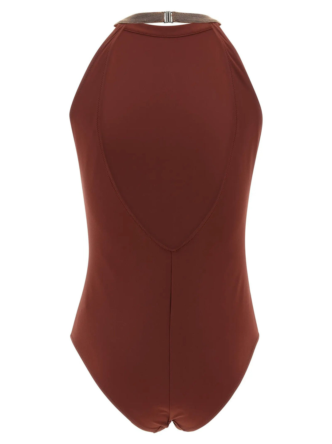Brunello Cucinelli Bordeaux Polyamide One-Piece Swimsuit