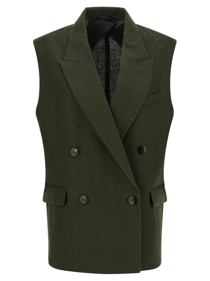 Max Mara Bicolor Linen Sleeveless Jacket