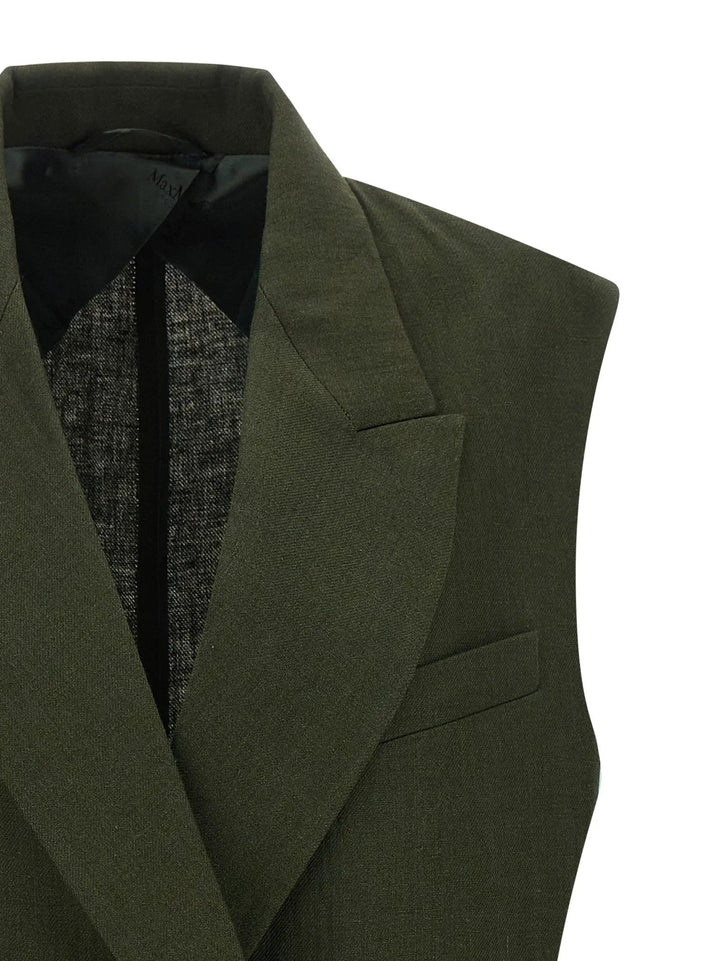 Max Mara Bicolor Linen Sleeveless Jacket
