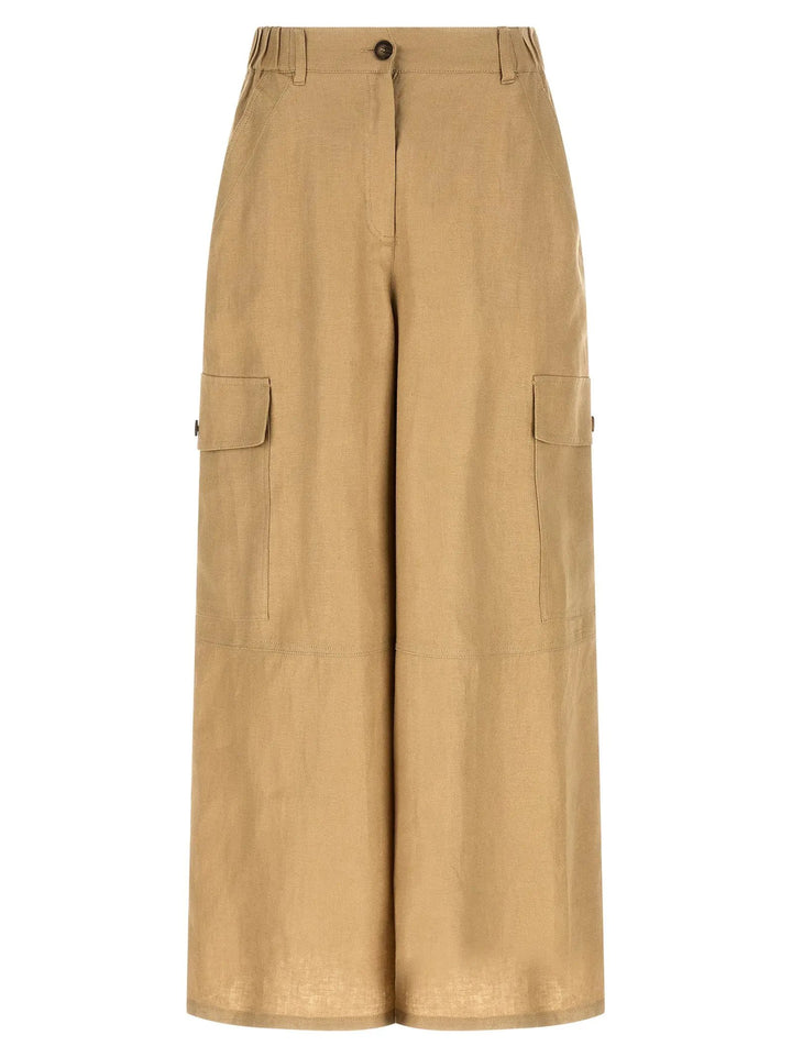 Max Mara Beige Linen Cargo Pants