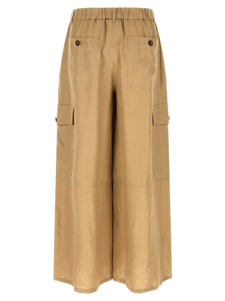 Max Mara Beige Linen Cargo Pants