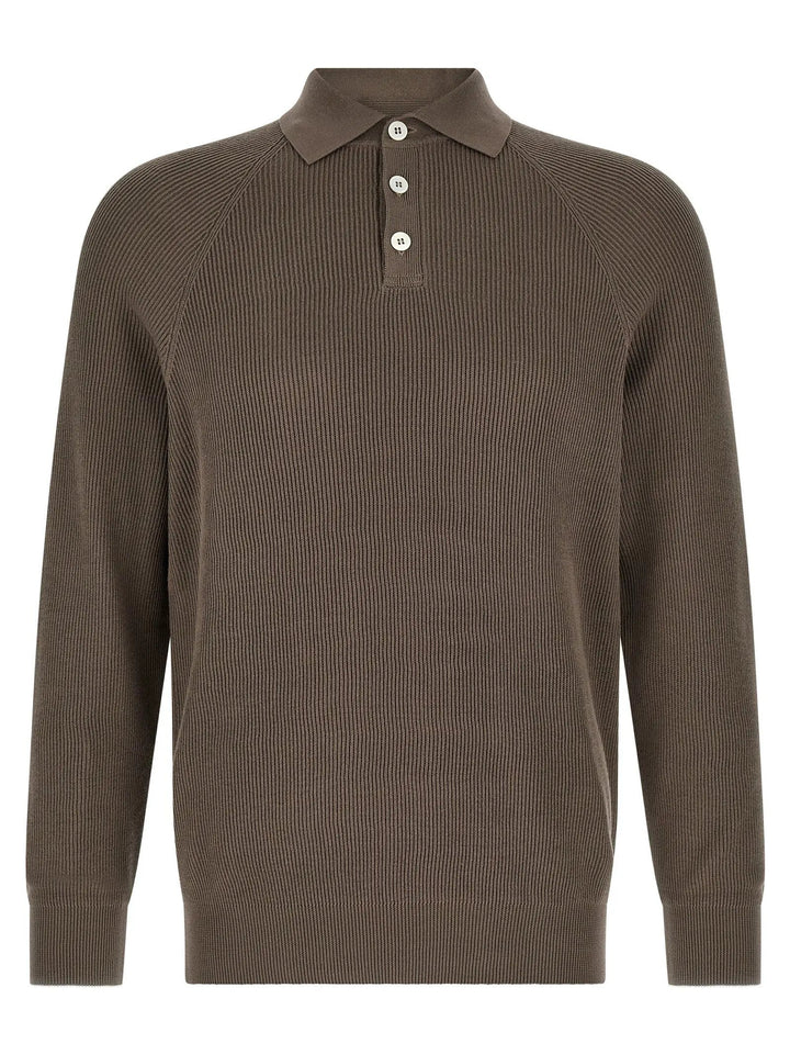 Brunello Cucinelli Brown Cotton Polo Shirt