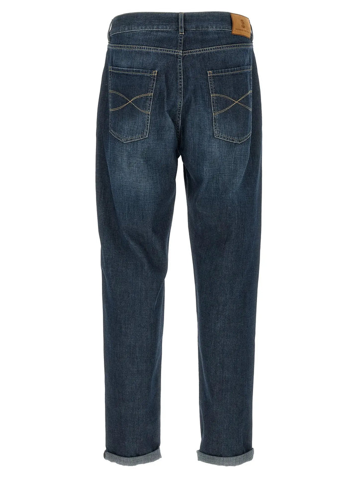 Brunello Cucinelli Blue Cotton Straight-Leg Jeans