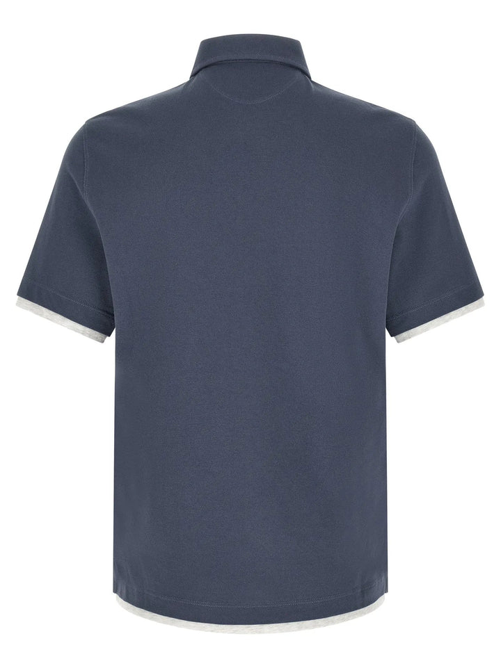 Brunello Cucinelli Blue Cotton Polo Shirt