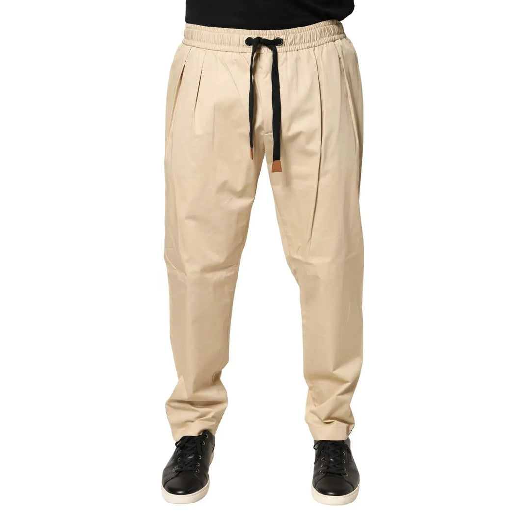 Dolce &amp; Gabbana Sample Sale | Dolce &amp; Gabbana Beige Cotton Skinny Men Jogger Trouser Pants - | Designer outlet