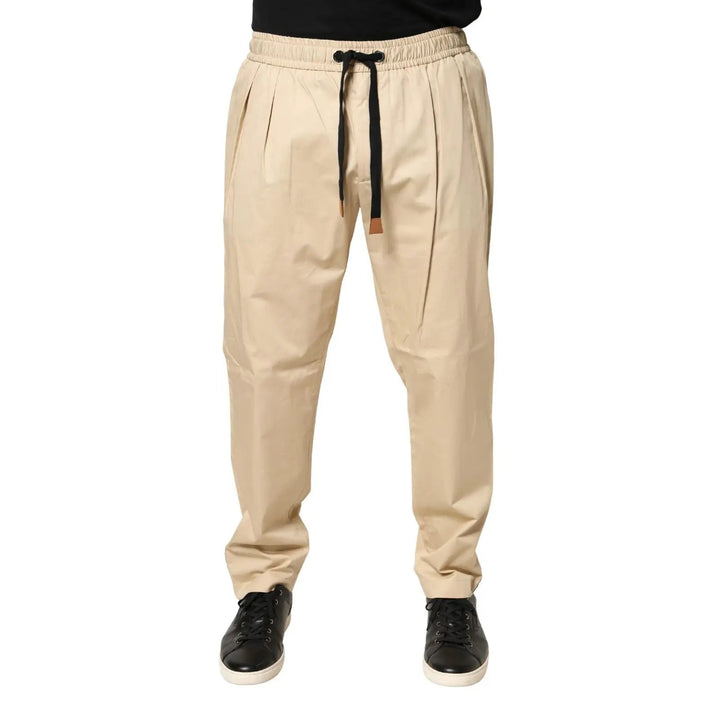Dolce &amp; Gabbana Sample Sale | Dolce &amp; Gabbana Beige Cotton Skinny Men Jogger Trouser Pants - | Designer outlet