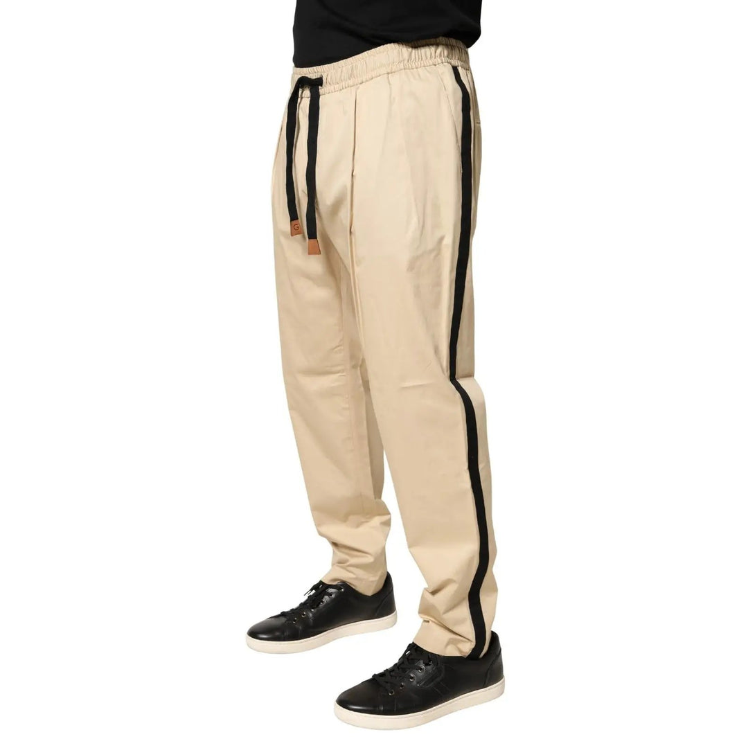 Dolce &amp; Gabbana Sample Sale | Dolce &amp; Gabbana Beige Cotton Skinny Men Jogger Trouser Pants - | Designer outlet
