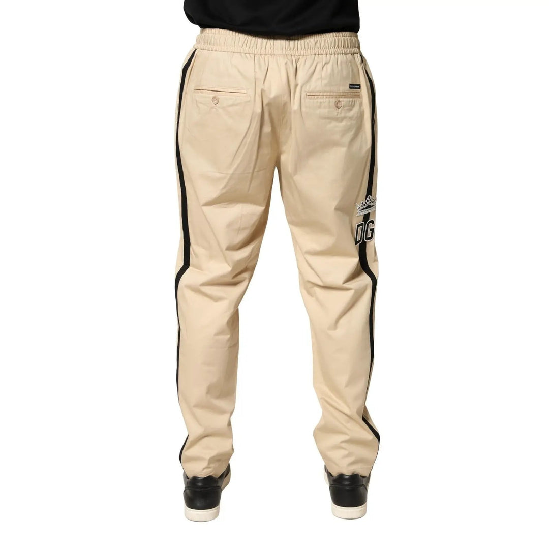 Dolce &amp; Gabbana Sample Sale | Dolce &amp; Gabbana Beige Cotton Skinny Men Jogger Trouser Pants - | Designer outlet