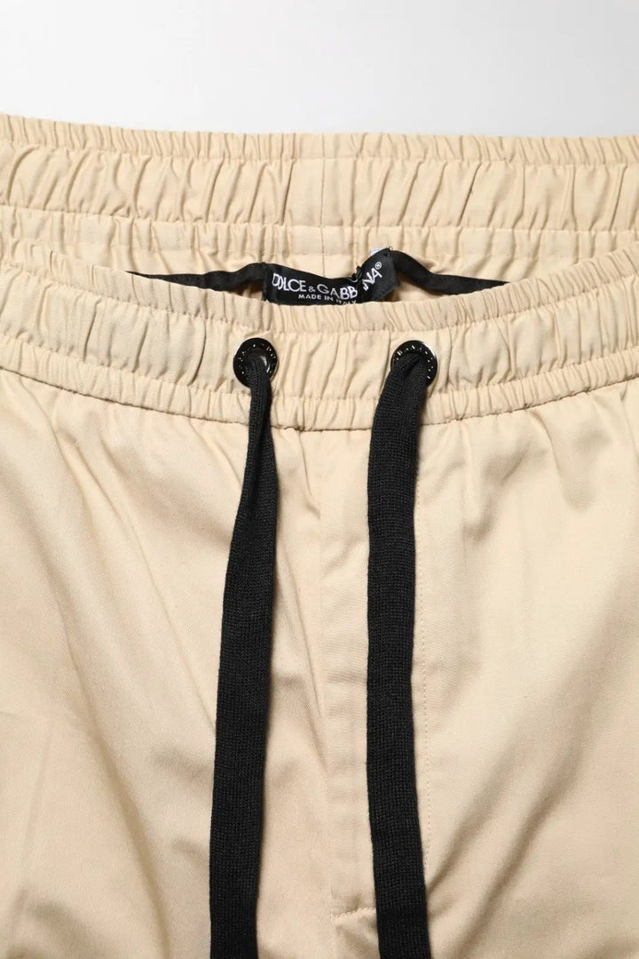 Dolce &amp; Gabbana Sample Sale | Dolce &amp; Gabbana Beige Cotton Skinny Men Jogger Trouser Pants - | Designer outlet