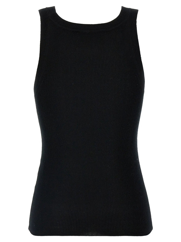Max Mara Sample Sale | Max Mara Black Virgin Wool Sleeveles T-Shirt - | Designer outlet