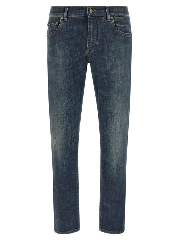 Dolce &amp; Gabbana Blue Cotton Straight-Leg Jeans