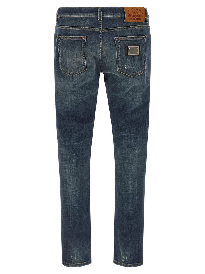 Dolce &amp; Gabbana Blue Cotton Straight-Leg Jeans