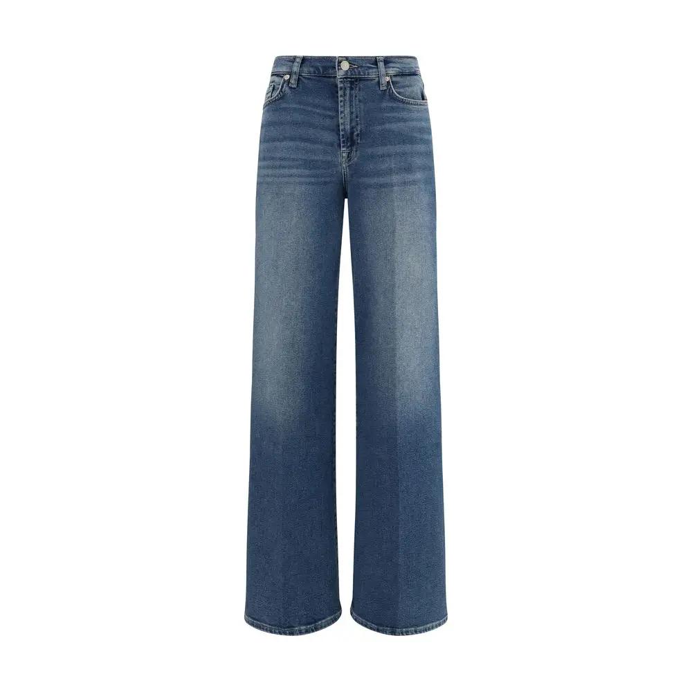 7FOR Blue Cotton Flared Jeans