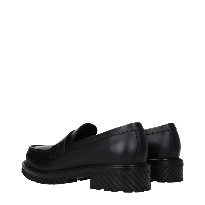 Off-White Black Leather Slip-On Loafers