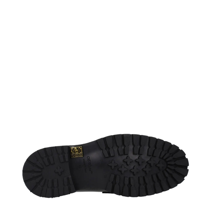 Off-White Black Leather Slip-On Loafers