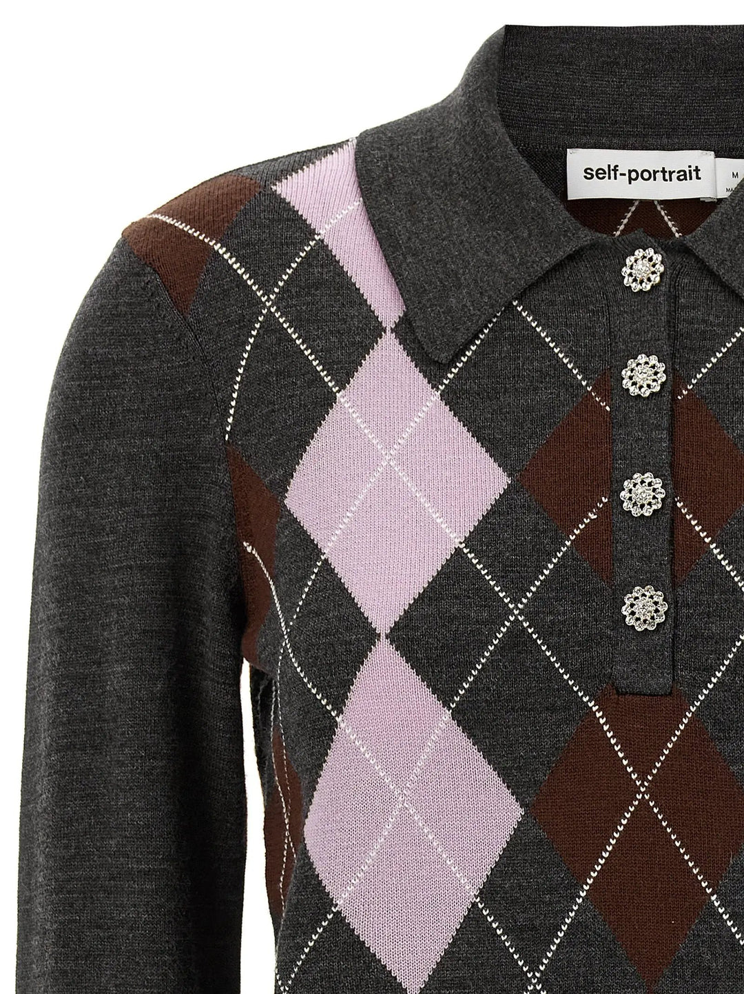 Self-Portrait Gray Wool Cardigan