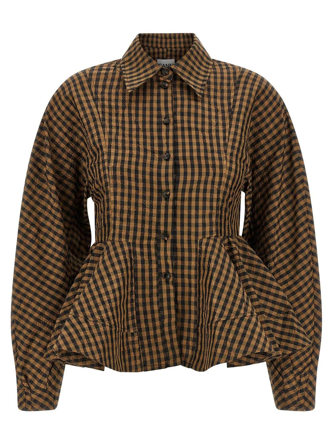 Ganni Brown Recycled Polyester Blouse