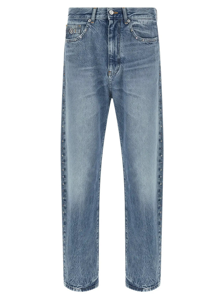 Versace Blue Cotton Straight-Leg Jeans